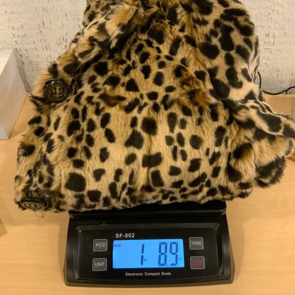 Leopard spotted faux fur Me Jane red silk lined coatwomen’s size large - Picture 7 of 12